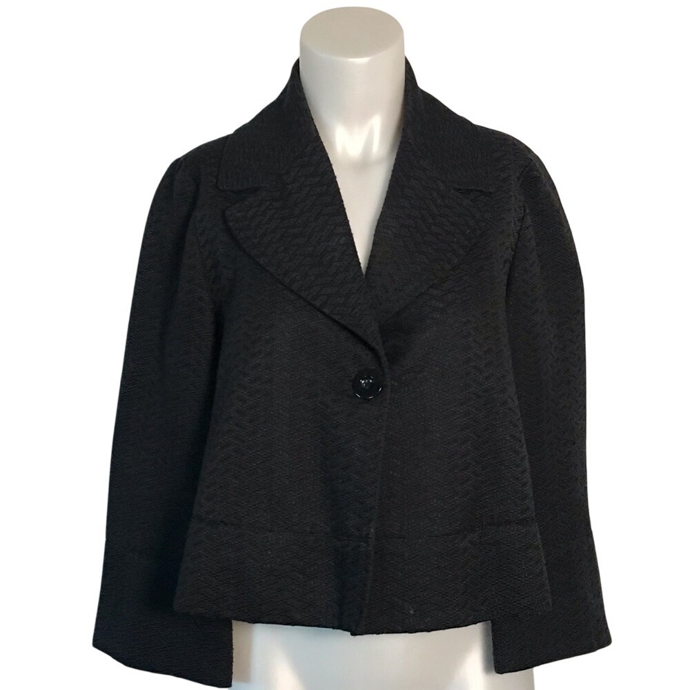 KENNETH COLE BLACK JACQUARD CROPPED JACKET